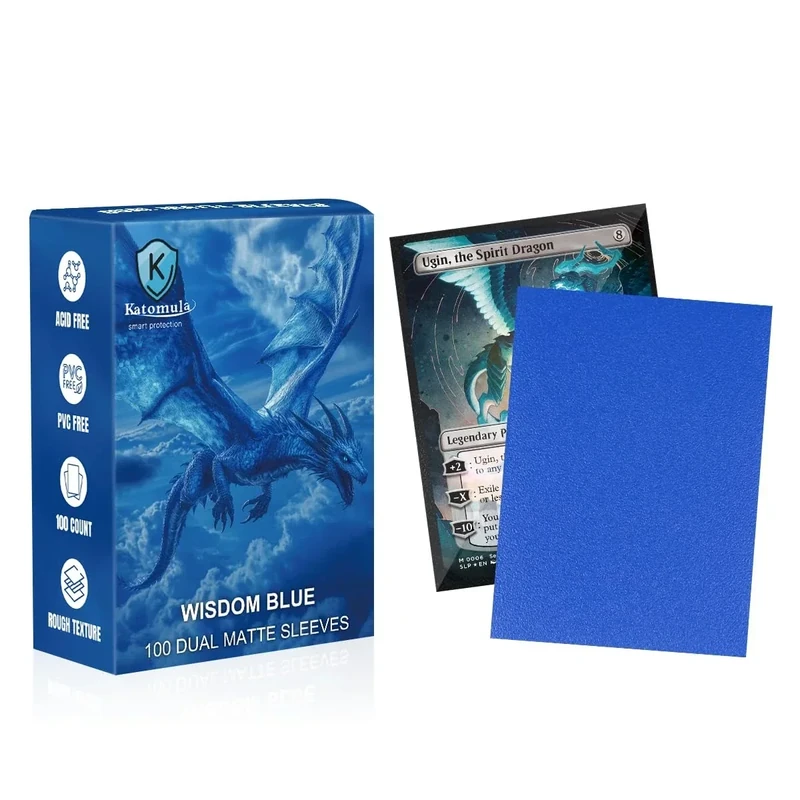 Wisdom Blue Dual Matte Card Sleeves, Katomula Card Sleeves for MTG, Standard Card Sleeve for PKM, Flesh & Blood