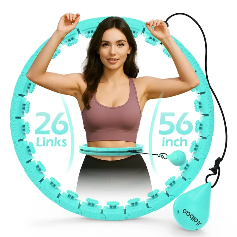 JLoibao Weighted Hula Circle with 26/32 Links(56-66 Inch) for Adults Weight Loss, Infinity Fitness Hoop Plus Size, for Women Smart Exercise Equipment