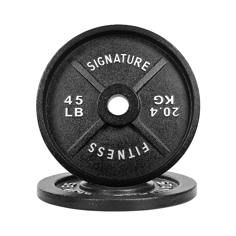 Fitvids Deep Dish 2-Inch Olympic Cast Iron Weight Plates with E-Coating â€“ 45lb (SET OF 2) â€“ Black