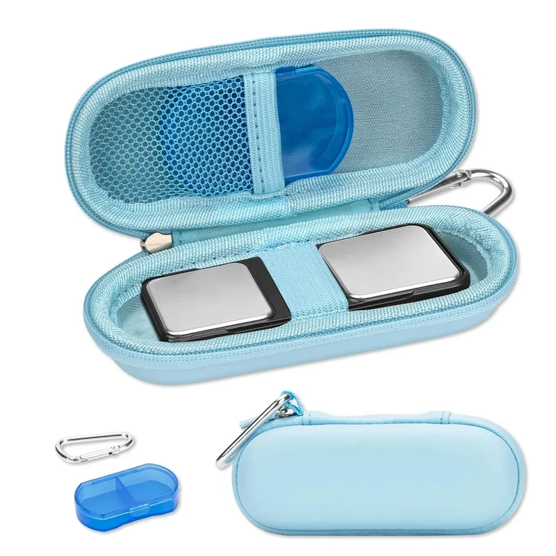 Case for Kardiamobile EKG Monitor, Compatible with Kardia Mobile Heart Monitor 1L, Kardiamobile 6L & 6L Max, Hard Travel Box for Cardio Mobile Device, Pill Box and Carabiner Clip Included - Blue
