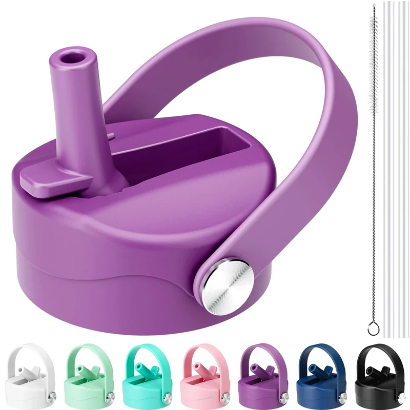 Straw Lid for Hydro Flask Wide Mouth, Lids with Straw for Hydroflask 12 16 18 20 32 40 oz Wide Mouth, Replacement Straw Cap for Hydroflask, Top Sport Bottle Lid (Purple)