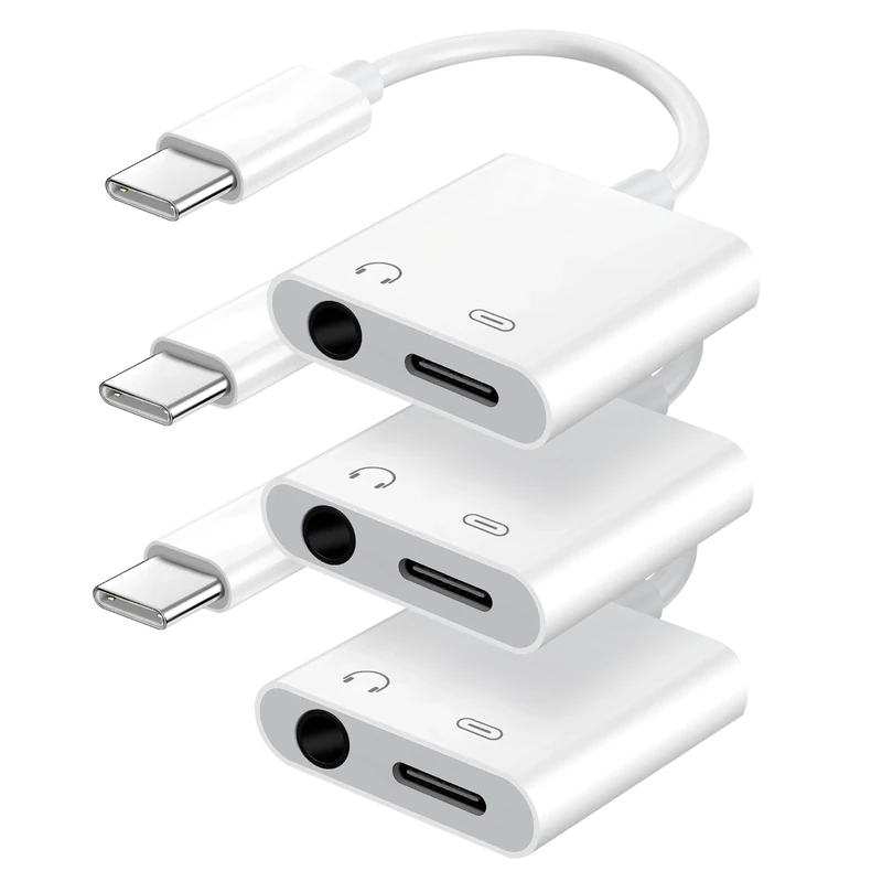 Seulliya USB-C to 3.5mm Audio & Fast Charge 2-in-1 Adapter 3-Pack