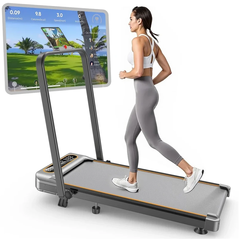 Foldable Treadmill with 10% Incline, Upgrade 3.5HP Low Noise Walking Pad Treadmill with Handle Bar, Trisomy 4 in 1 Portable Under Desk Treadmills for Home/Office, 350Lbs Capacity, APP & Remote Control