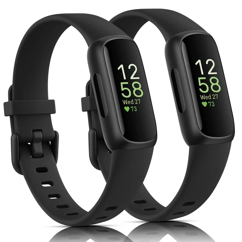 2 Pack Bands Compatible with Fitbit Inspire 3 Bands for Women Men, Sport Silicone Adjustable Replacement Straps for Fitbit Inspire 3 Fitness Tracke (Black/Black)