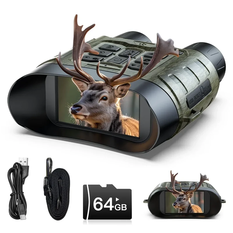 Night Vision Goggles, 112 MP 4K Night Vision Binoculars for Adults, 12X Zoom & 5000mAh Battery, 64GB Card Included, Infrared Binoculars Night Vision, Tech Gadgets Telescope for Bird Watching