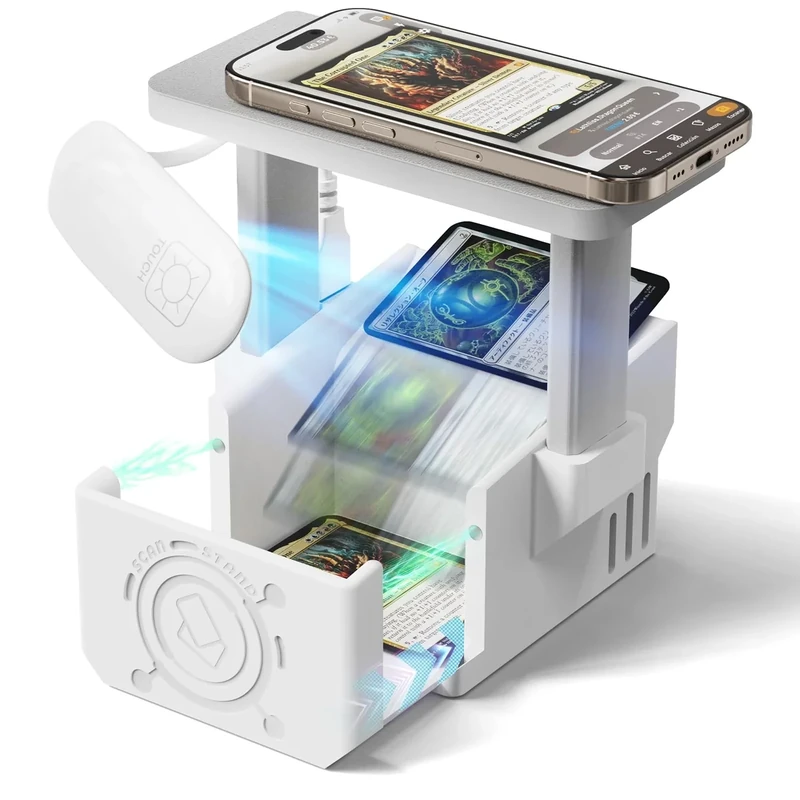 Card Scanner Pro for Trading Cards – MTG & TCG Card Scanner Stand with LED Light and Magnetic Base, Quickly Scan and Price Check Unsleeved Collectible Cards, Compatible with ManaBox App