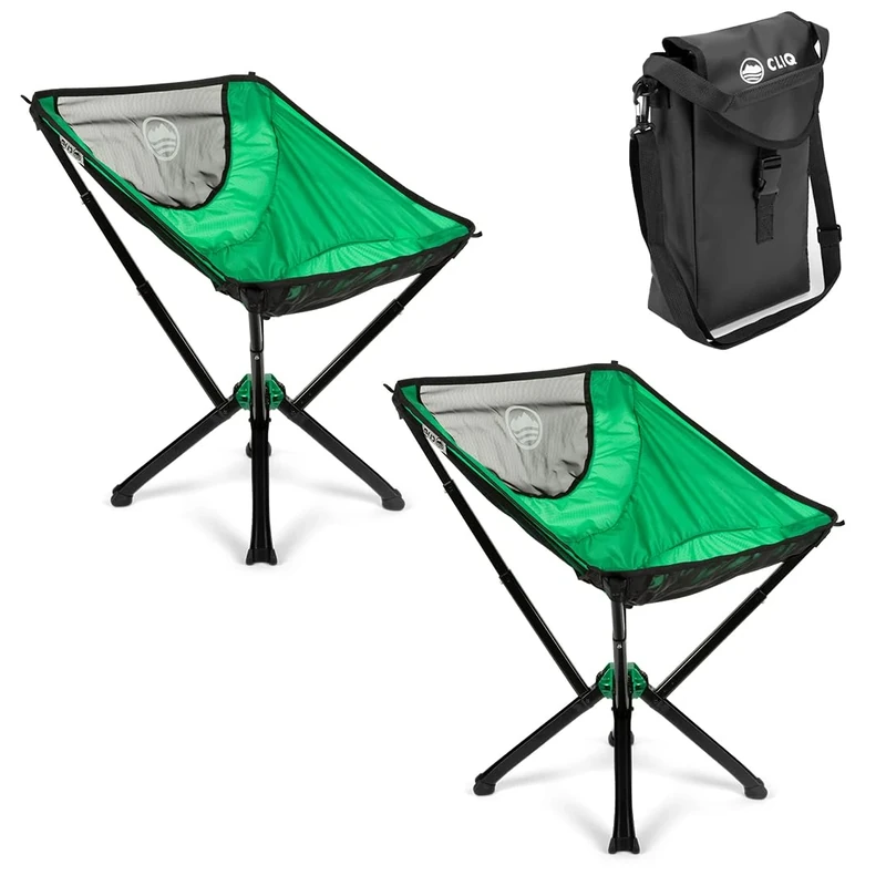 CLIQ Portable Chair Version 1.0 - Lightweight Folding Chair for Camping - Supports 300 Lbs - Perfect for Outdoor Adventures - Moss Bundle