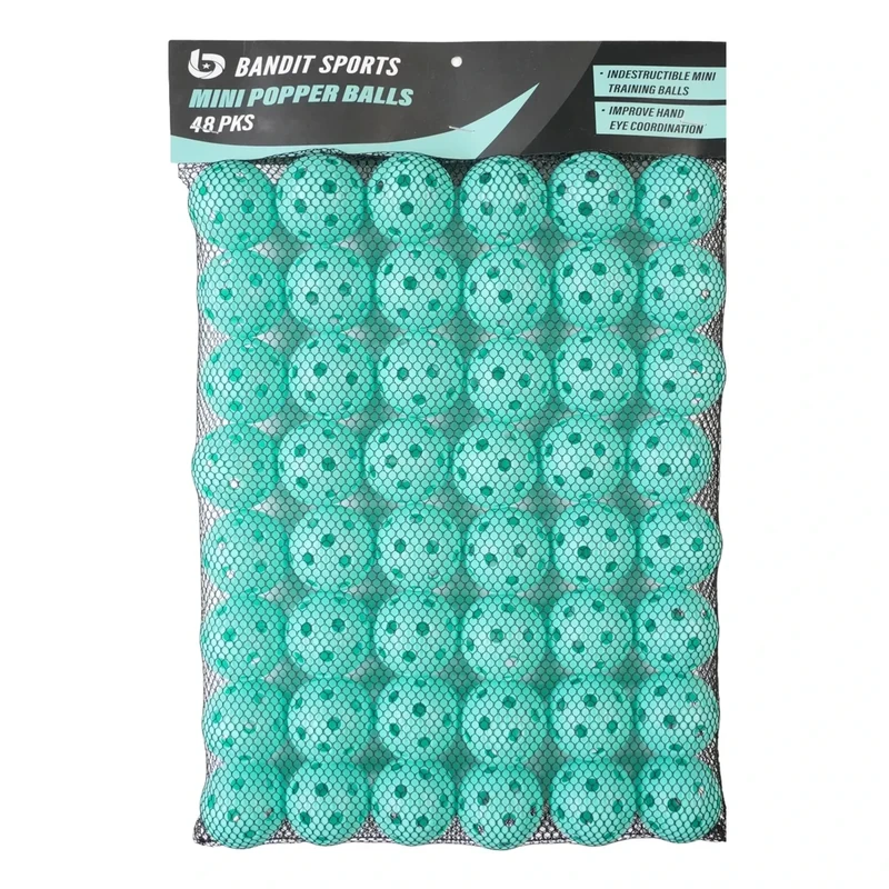 Bandit Sports Mini Popper Plastic Baseballs, Made of Impact-Resistant and Rebounding Material, Perfect Practice Baseballs & Hitting Ball Training (48 Count, Mini Popper Balls)