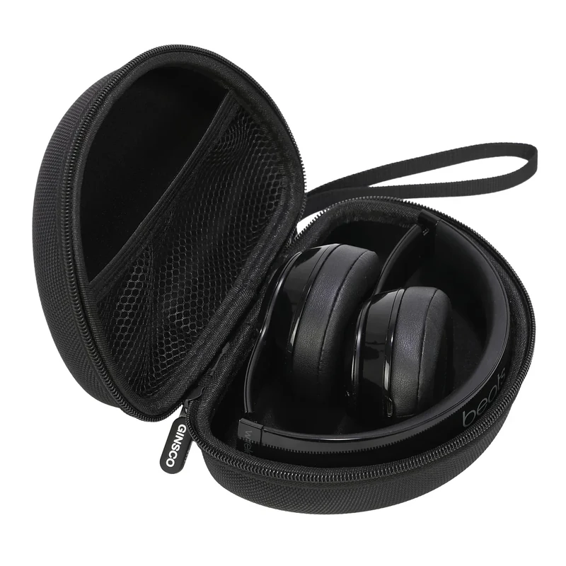 Ginsco Headphone Case Exclusive for Beats Solo 4/Solo 3/Solo 2 - Wireless Bluetooth On-Ear Headphones, Hard Shell Case Foldable Portable Travel Carrying Headphone Case (Black)