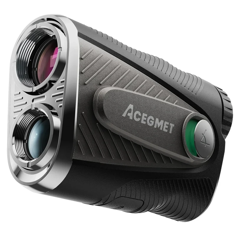 ACEGMET Golf Rangefinder with Ball to Pin & Slope - 1300 Yards Laser Range Finder, Hybrid-pwr Rechargeable, 0.1s Flag Pin Locking Vibration, 7X Magnification, Red & Black Display, Magnet