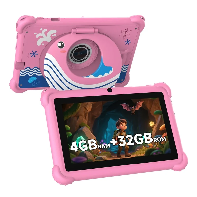 Aheadthink 7-inch Kids Tablet - Android 12, 4GB RAM, 32GB, WiFi Pink