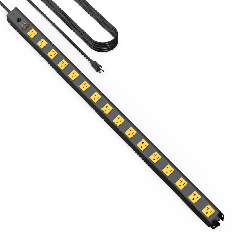 HHSOET 16 Outlet Long Power Strip, 10FT Heavy Duty Power Strip with 4800J Surge Protection, 20a Mountable Wide-Spaced Outlets for Home, Office, Garage & Workshop - ETL Certified