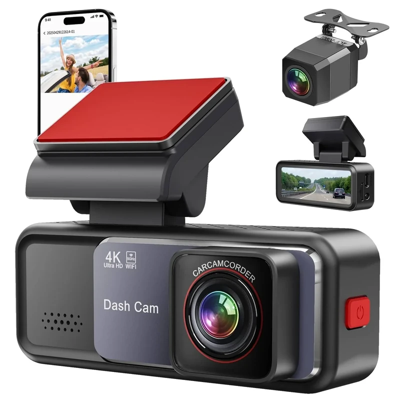 Dash Cam, 4K+2K Full HD Dash Cam Front and Rear, Dash Camera for Cars with Built-in 5GWiFi, 3.2” IPS Screen Dashcam, with 64GB Card, Night Vision, Loop Recording, G-Sensor
