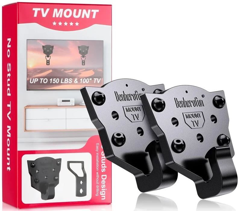 TV Wall Mount - No Drill Installation, TV Mount 150 lbs Heavy Duty Capacity for 26-100 inch TVs, Fits LED/OLED/QLED/Plasma Displays, Bolt Kit Included