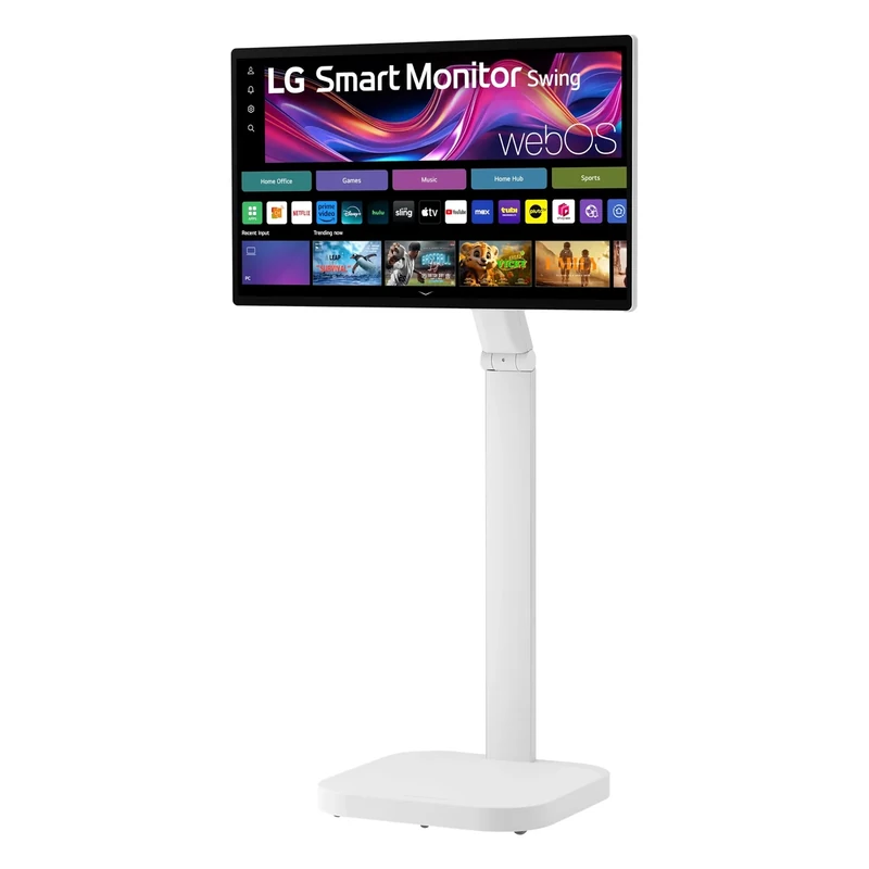 LG Smart Monitor Swing 32U889SA-W 32-Inch 4K UHD (3840x2160) IPS Touchscreen on a Fully Adjustable Wheeled Base HDR10, webOS, Built-in Speaker, HDMI, USB Type-C, Tilt/Height/Swivel/Pivot Stand, White