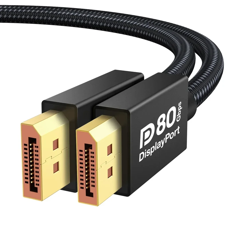 IVANKY 80Gbps VESA Certified DisplayPort Cable 2.1, 16K Display Port 2.1 Cable, [16K@60Hz 8K@240Hz 4K@480Hz, HDR DSC], DP80 Display Cord Compatible with Monitor, Graphics 5090 7900XTX-6.6FT