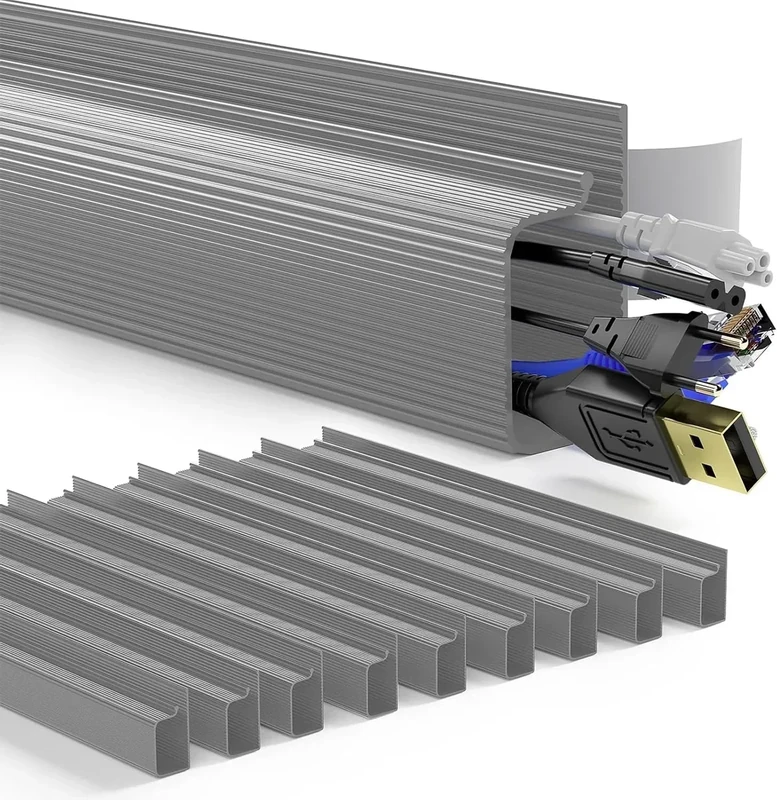 Delamu 157in Cable Management Under Desk - 10 Pack Grey