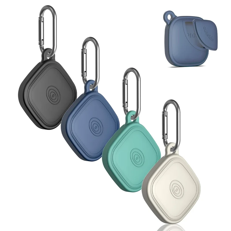(4-Pack) Silicome Case for Tile Mate 2024, Waterproof Tile Mate Holder Full Body Protective Cover Compatible with Life360 Mate Tile Tracker with Keychain (Black/Off White/Blue/Green)