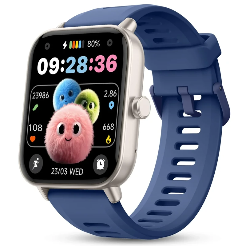 Kids Smart Watch, Kids Watch No Phone Needed Heart Rate & Sleep Tracker, Stress & SpO2 Monitor, 1.8" Fitness Tracker Step Counter, Alarm Clock, Games, Swimming Watch for Boys Girls Teens Aged 5+