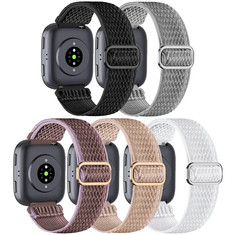 HQzon 5 Pack Elastic Nylon Watch Band Compatible with Amazfit Bip 6/ Bip 5/Gtr 4/Gtr 3/Gtr 2/47mm/Balance, 22mm Elastic Watch Strap for Men and Women