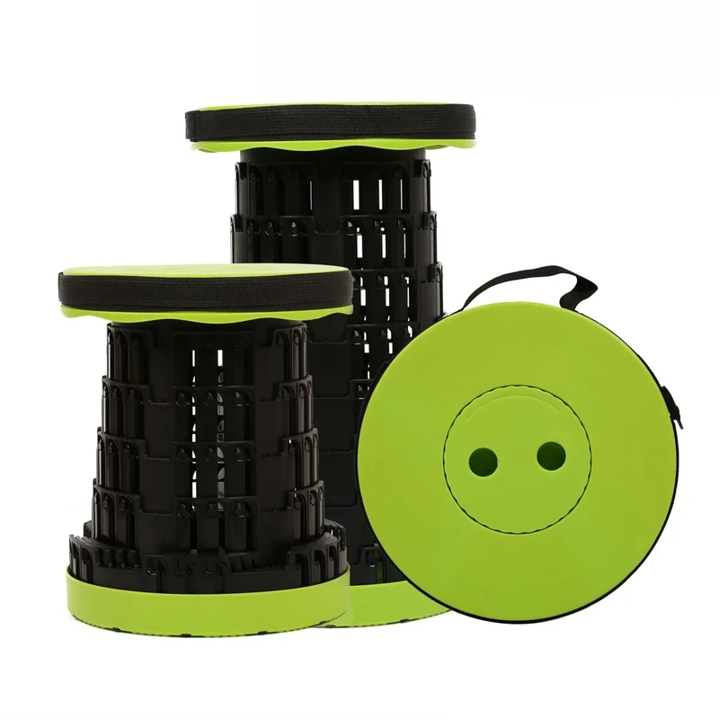 JAEMEYEM Collapsible Stool Chair, Upgraded Folding Stool for Adults Lightweight, Sturdy, Adjustable, Portable, Foldable Seat Sturdy Stools for Outdoor Camping Fishing Hiking Gardening BBQ