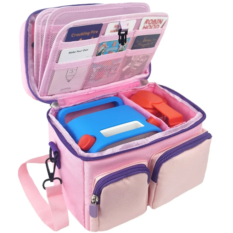 amiumuca Yoto Player Case Large Capacity - Waterproof Travel bag Holds 40+ Yoto Cards, Compatible with Yoto Player 3rd Gen& Headphone Accessories (Case Only) (pink)