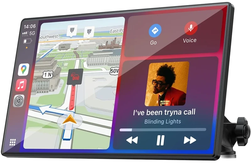 Topexplore 9" Wireless CarPlay & Android Auto Screen - Plug & Play