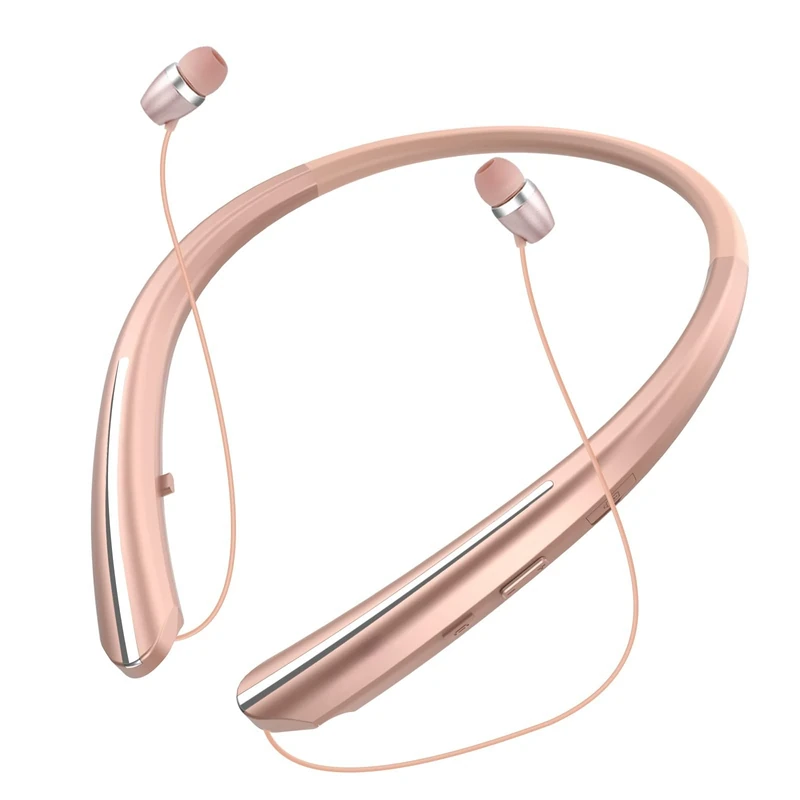 Tyxmere Bluetooth 5.0 Neckband Bluetooth Headphone, Sweat Resistant Noise Cancelling Stereo Headphones, and Retractable Ear Tips for Music, Conference, Videos（Rose Gold） - Image 1