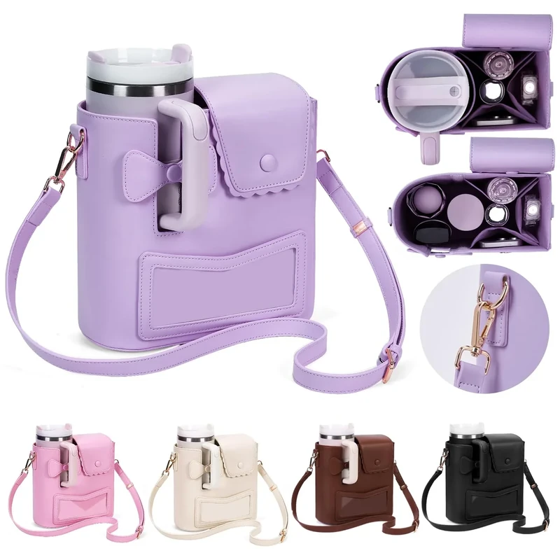 Stanley Purse Cup Holder Bag with Adjustable Women Shoulder Strap Outdoor Portable Crossbody Water Bottle Storage Bag