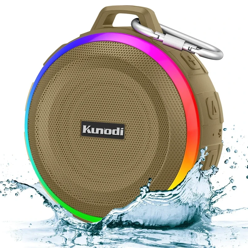 Kunodi Bluetooth Shower Speaker with IPX7 Waterproof, Crisp Clear Sound, True Wireless Stereo, Clip Portable for Pool Beach Boat Kayak Float Golf