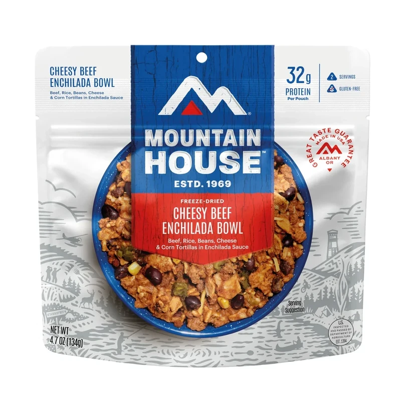 Mountain House Cheesy Beef Enchilada Bowl | Freeze Dried Backpacking & Camping Food | Gluten-Free | 2 Servings