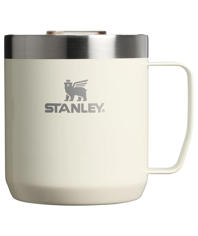 STANLEY Everyday Camp Mug 12oz | Drink Through Lid | Cup for Coffee, Tea and Drinks | Insulated Stainless Steel Coffee Mug | BPA-Free | Cream Gloss