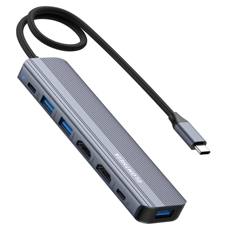 Glomtheia USB C Hub Station - Dual 4K HDMI, 100W PD, 3 USB 3.0 & USB-C