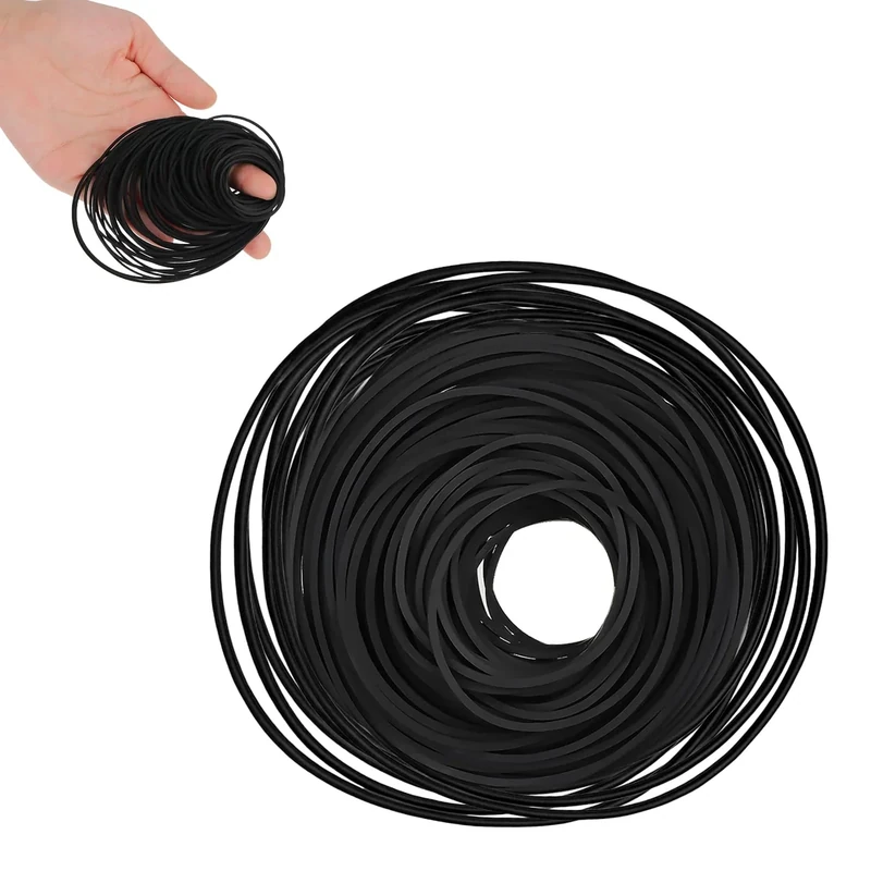 50 Pcs Recorder Rubber Belts Cassette Recorder Repair Maintenance Tape Machine Rubber Belt 40-135 mm Mix Flat Cassette Belts for DVD CD LD VCR Repeater Drives 1mm Width - Image 1