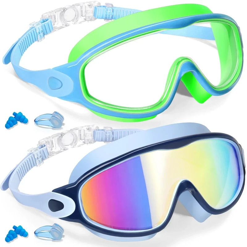 Keary 2 Pack Swim Goggles for Kids 6-14 8-14 Kids Swimming Goggles Age 3-15 4-7 4-16 8-12 for Boys Girl Youth Toddler Children Pool Water Goggle Anti Fog UV Protection Clear Wide View Waterproof
