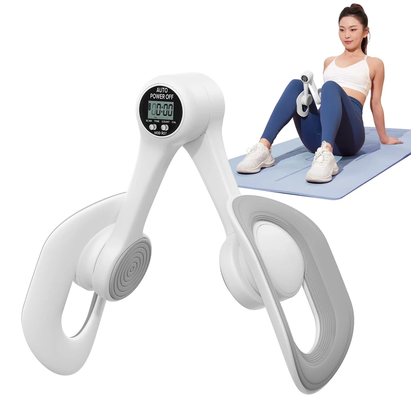 MERACH Thigh Trainer, Pelvic Floor Muscle Trainer, Inner Thigh Exercise Workout Equipment for Home Gym, Pelvic Floor Strengthening Women (White with Counter)