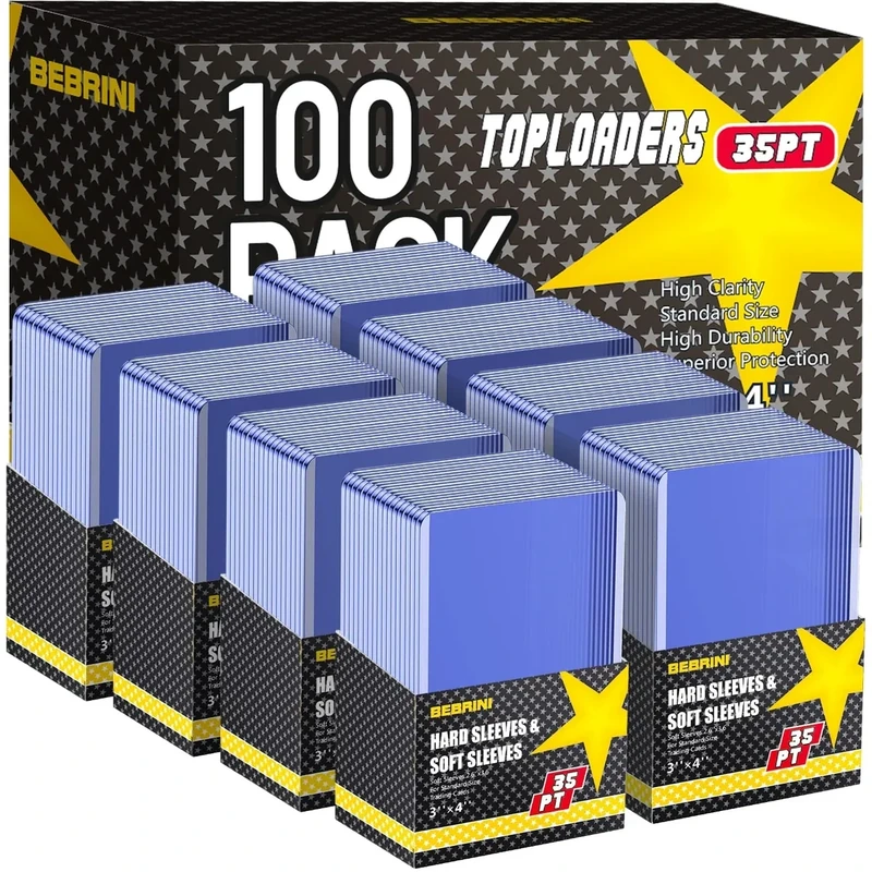 100 Count Hard Card Sleeves, Premium Plastic Card Sleeves, Sports Baseball Trading PKM Cards Holder Protectors (100 Hard Sleeve)