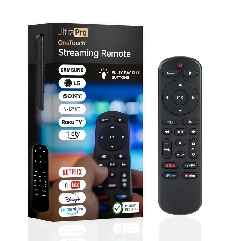 UltraPro OneTouch Universal Remote Control for Samsung TV, LG Universal Remote Control for Smart TV, Roku Remote Replacement, Vizio, Sony, Backlit, Black, 83758