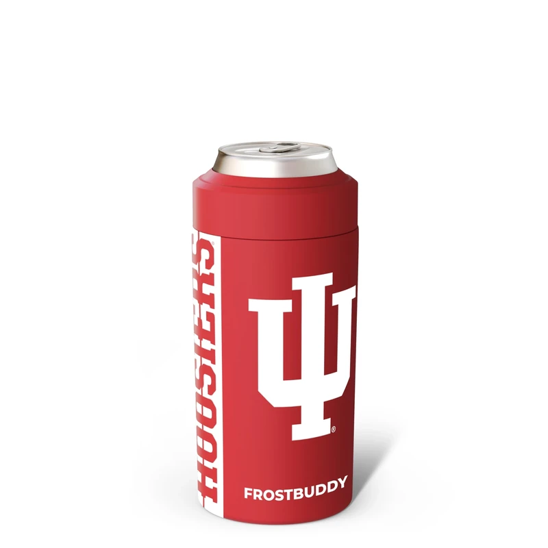 Frost Buddy NCAA Universal Buddy - Fits All - Stainless Steel Can Cooler for 12 oz & 16 oz Regular or Slim Cans & Bottles - Stainless Steel (Indiana Hoosiers)