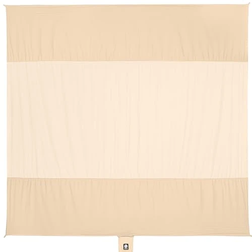 WEKAPO Beach Blanket Sandproof Waterproof, Extra Large Beach Mat, Oversized & Compact Sand Free Mat Quick Drying, Lightweight & Durable with 6 Stakes & 4 Corner Pockets (Beige, 9x7 FT (1～5 Person))