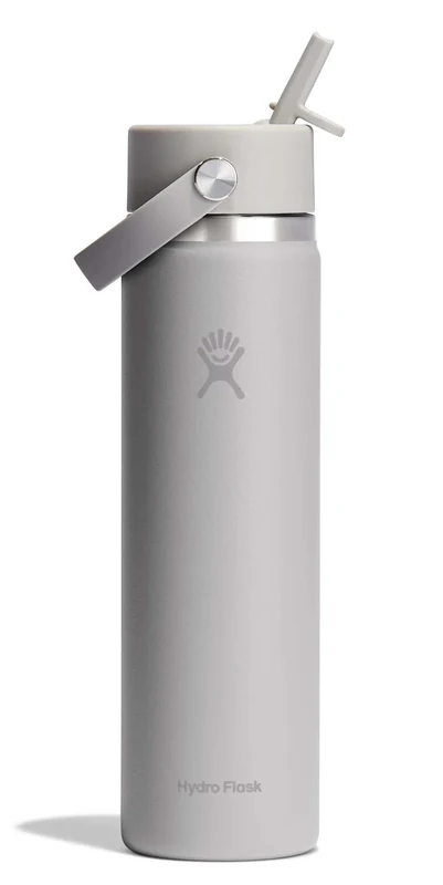 Hydro Flask Water Bottle - Insulated Stainless Steel - Wide Mouth Flex Straw Lid, Non Spill, Leakproof and Refillable in 24 Oz Tonal Birch
