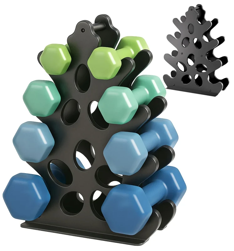 4-Tier Dumbbell Rack Stand Only Weight Holder Home Gym Storage Weight Tree (No Dumbbells)