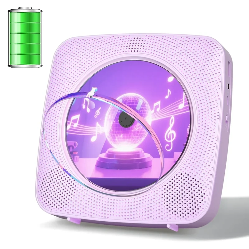 Gueray CD Player with Bluetooth 5.0, FM Radio, USB - Purple