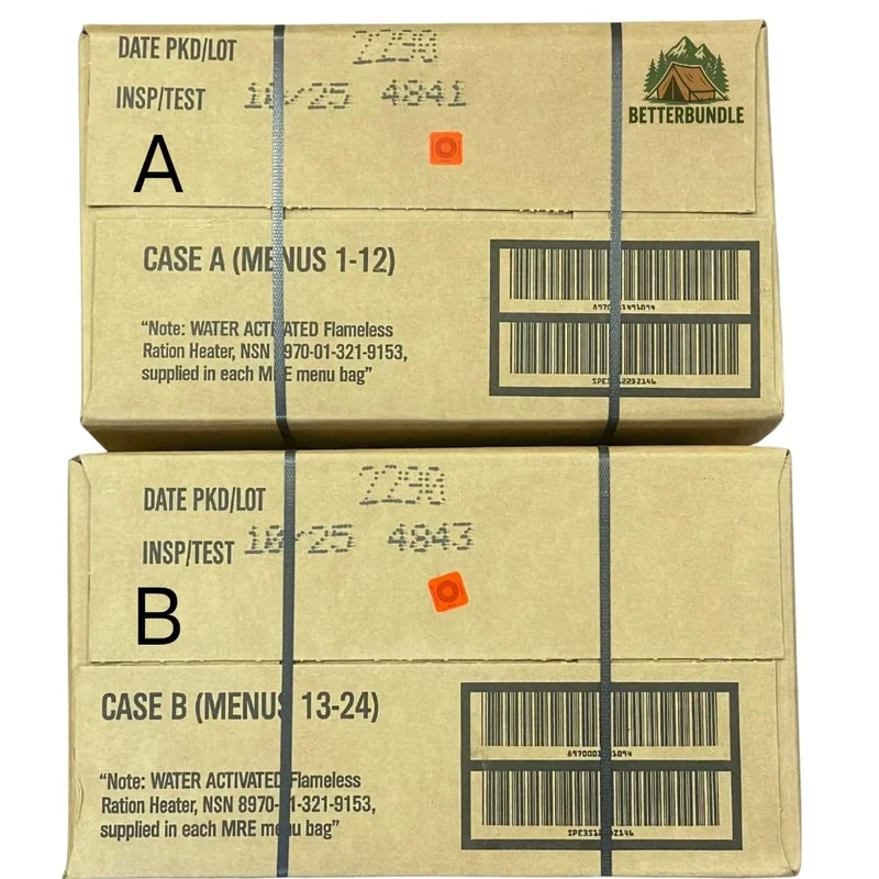 2026 Inspection MRE, U.S. MRE Meals, Emergency Supplies, Emergency Food Supply, Survival Food, Freeze Dried Food w/Flameless Heater, Ready Meals (Variety Pack of 24) – (A & B Case Fresh Stock) MREs have 10 Year Shelf Life From Inspection Date - Image 1