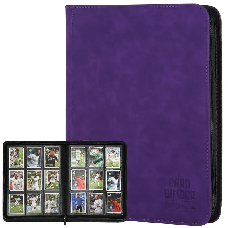 Trading Card Binder, Premium 9 Pocket Double Sided 540 Pocket PU Card Collection Binder, Collectible Trading Card Albums for MTG, TCG, Sport Card, Game Cards (Purple)