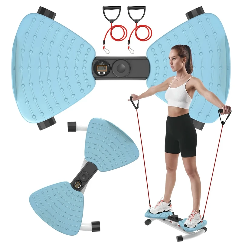 Waist Twister Machine, Adjustable Exercise Twist Board for Women Men, Noiseless Ab Twister for Home Gym Equipment, 330 lbs Capacity | Track Time, Reps, Calories with Digital Display (Blue)