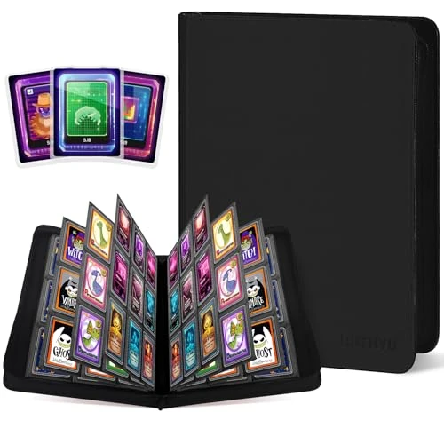 Toploader Trading Card Album 360 Cards - 9 Compartments Toploader Binder Ringless with Sleeves for 3 x 4 Inch Rigid Toploader Card, 20 Hard Protective Cases - for Playing Cards & Sports Cards (Black)