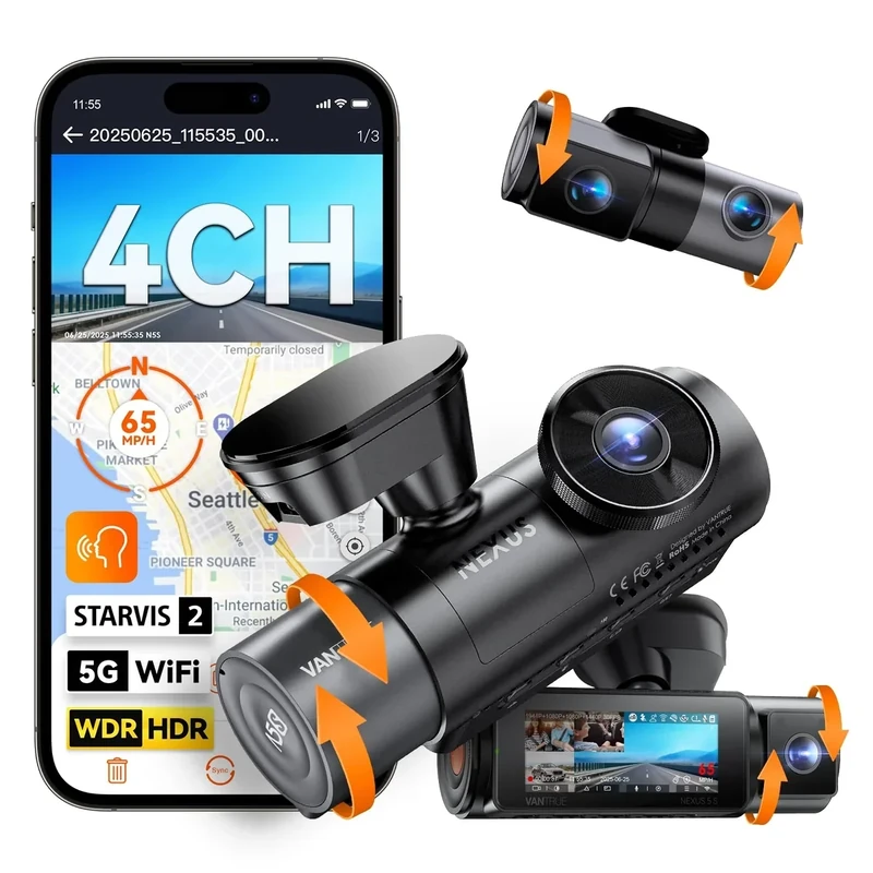 Vantrue N5S 4-Channel Dash Cam - 2.7K Front, IR Night Vision, GPS