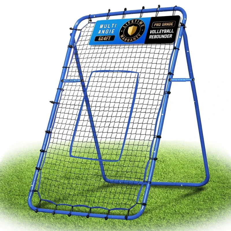 Lacrosse Rebound Net, 6x4ft Volleyball Rebounder for Backyard, Adjustable Angles Bounce Back Net with Target Strike Zone, Easy Quick Setup, Lacrosse Volleyball Baseball Softball and Soccer Training
