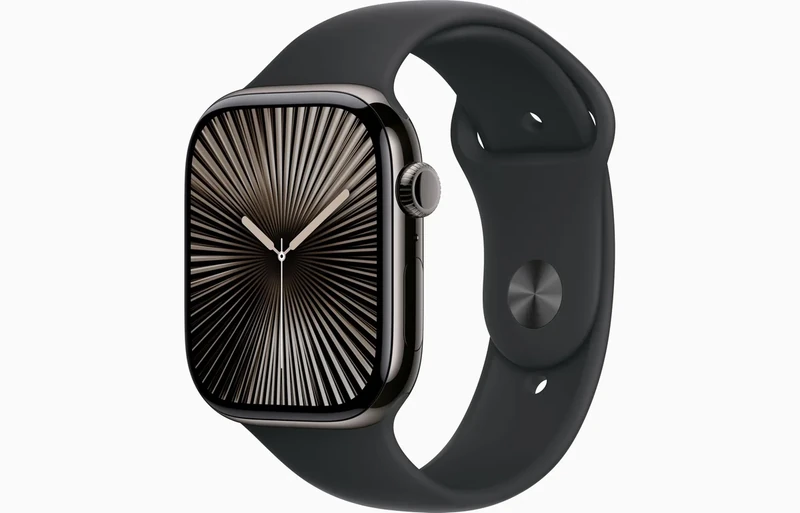 Apple Watch Series 10 [GPS + Cellular, 46mm] - Slate Titanium Case with Black Sport Band, S/M (Renewed Premium)